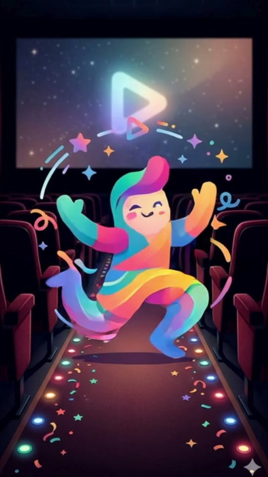 Pirou, the host, dancing down the cinema aisle
