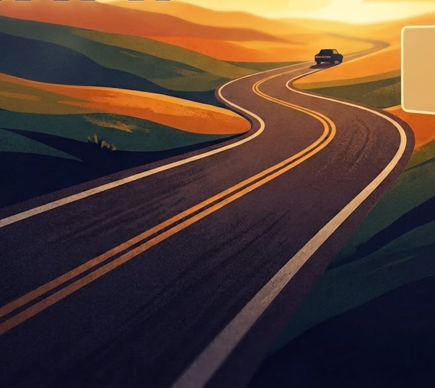 Thirty Minutes Away — a road at dusk